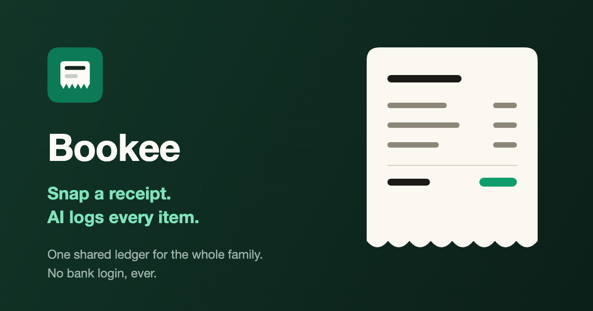 Bookee family expense tracking and AI receipt scanning